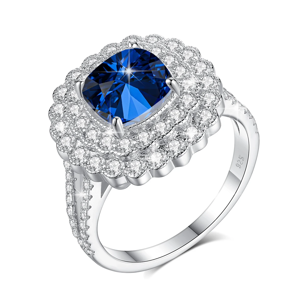 Große Moissanit-Diamantringe für Frauen, 925 Sterling Silber Halo-Ehering, Edle Schmuckverpackung mit GRA-Zertifikat – Detail 9