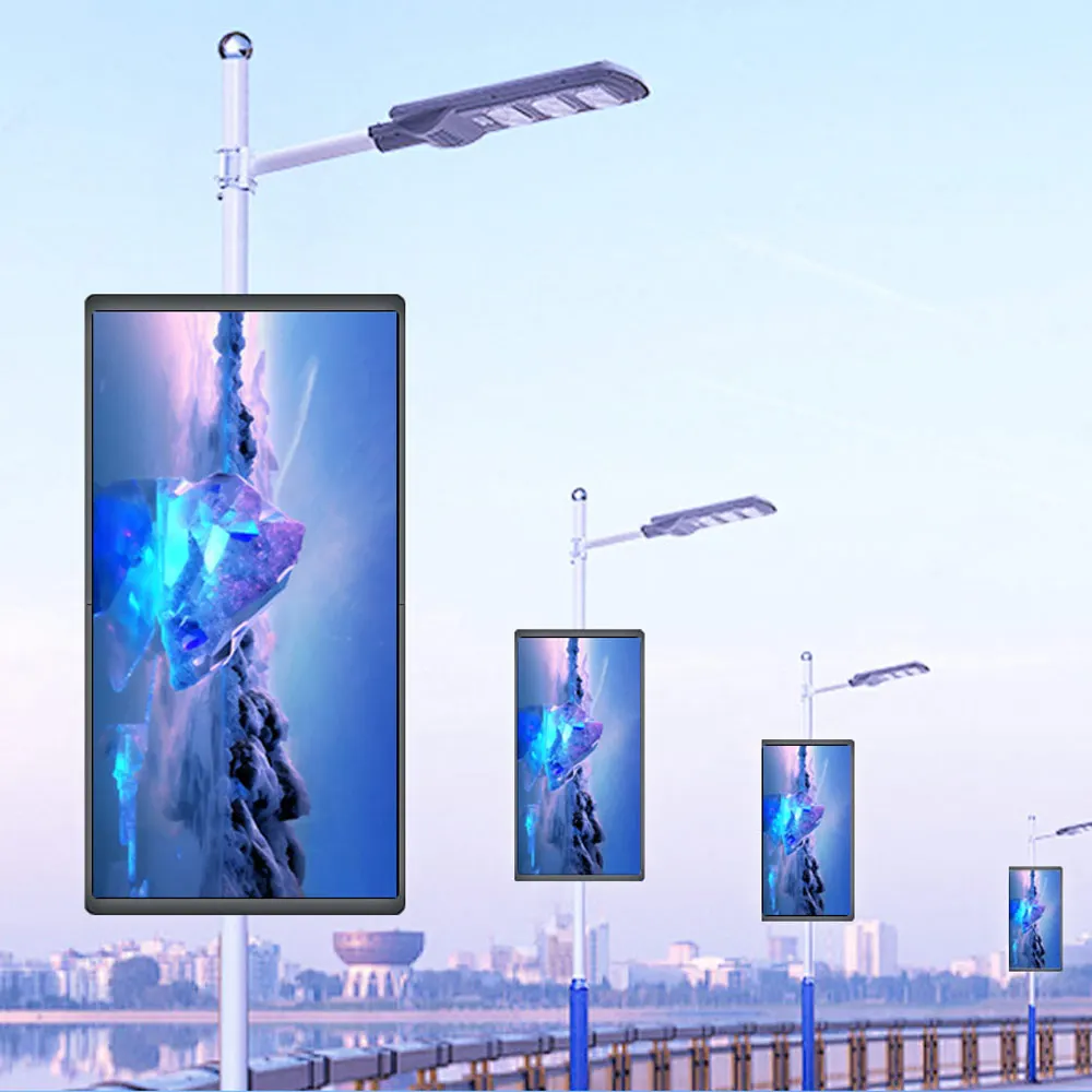 

Outdoor Led Lamppost Screen Display Digital Signage Sign Street Pole Advertising Road Light Lamp Pole Led Advertising Screen