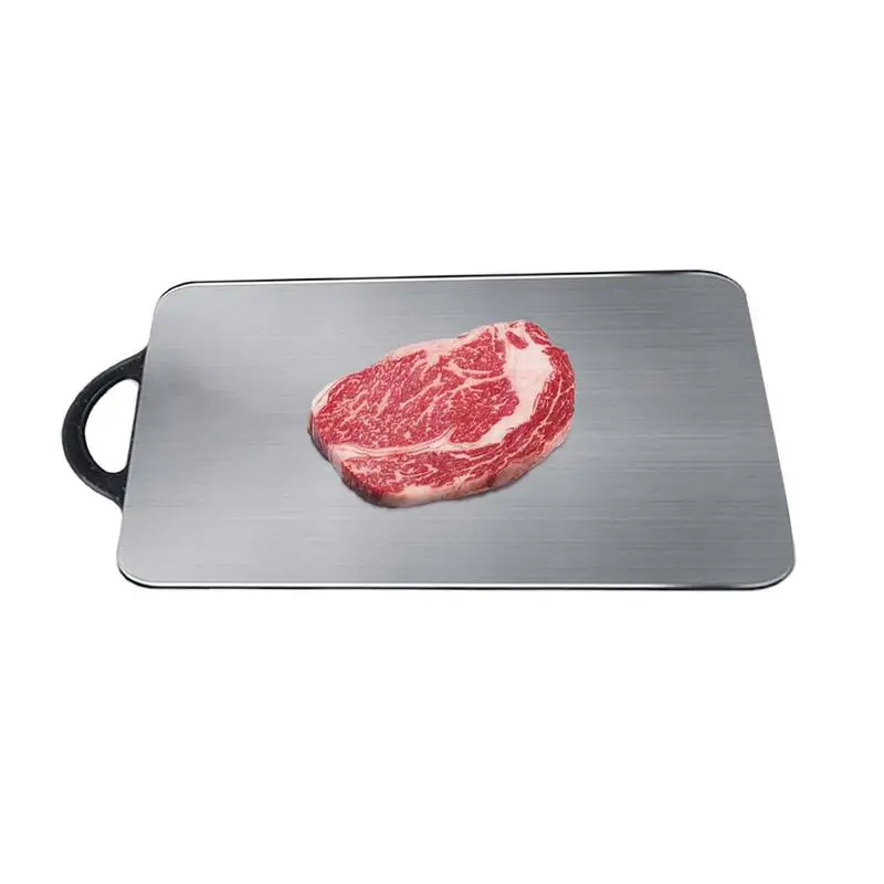 

304 Stainless Steel Cutting Board Food Grade Double-Sided Defrosting Board With Easy Grip Handle PP Cutting Board Non-Slip