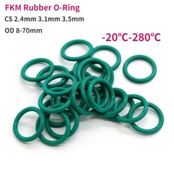 Thickness CS 2.4mm 3.1mm 3.5mm Green FKM Fluorine Rubber O Ring Gasket OD8-70mm Round O-Rings Seal Washer Oil and Acid Resistant