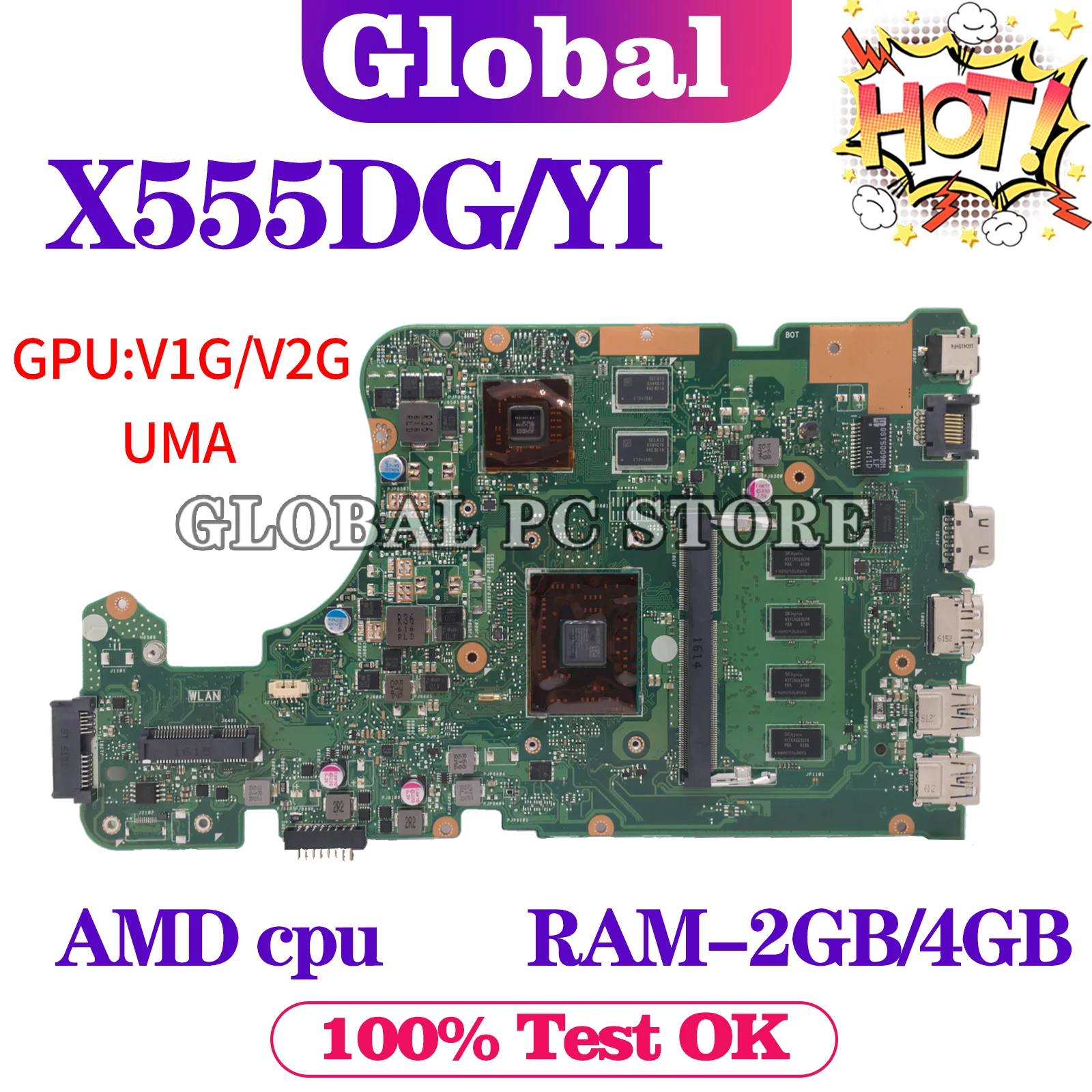 

X555DG Notebook X555YA Motherboard For ASUS X555Y X555YI X555D X555DA K555D Laptop Mainboard CPU E1 E2 A4 A6 A8 A10 A12 FX-8800P