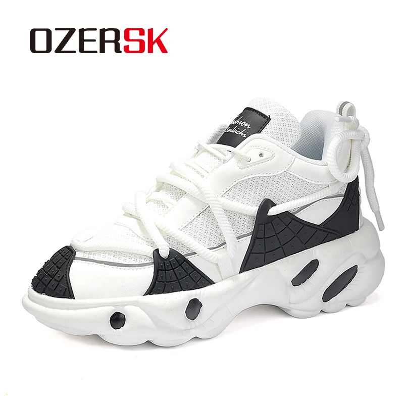 OZERSK Mens Shoes Fashion Drop Plastic Mesh Breathable Comfortable Elastic Casual Elevator Clunky Sneakers for Men Size 39-45