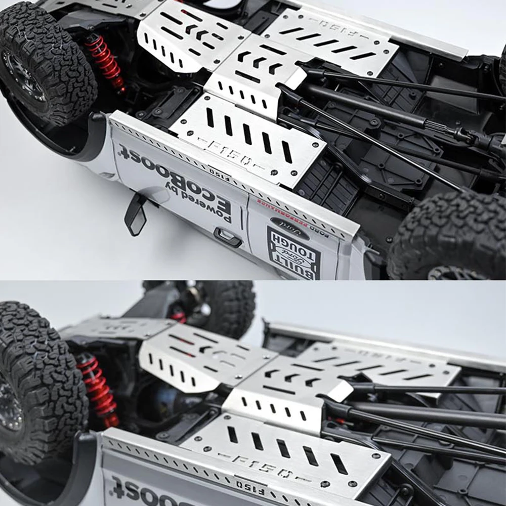 견인 취미 KM 1/8 F150 크롤러 자동차 갑옷 섀시 갑옷 사이드 스텝 가드 플레이트 액세서리 용 TP 금속 가드 플레이트
