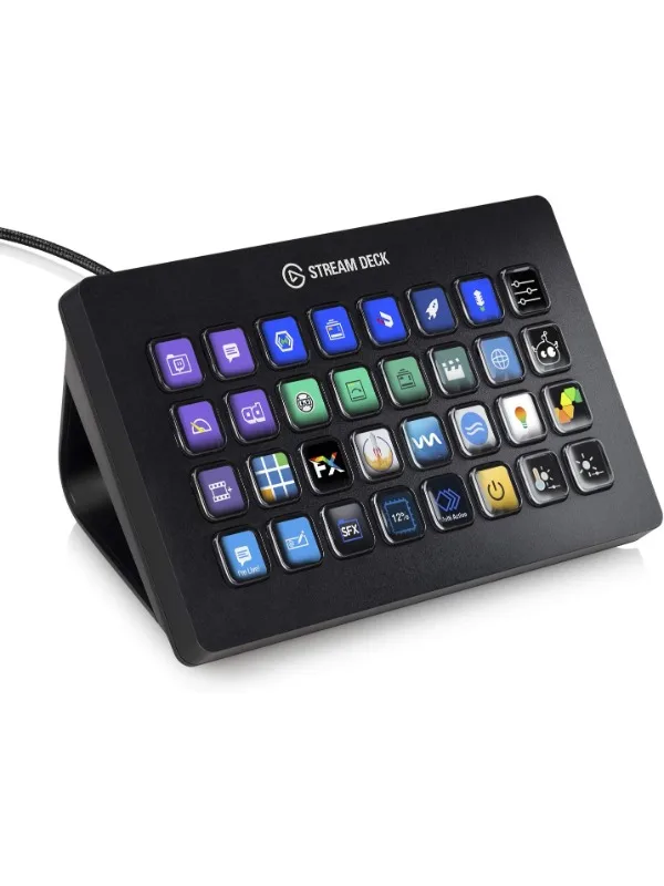 Advanced studio controller with 32 macro keys to trigger actions in applications and software such as OBS, Twitch, YouTube