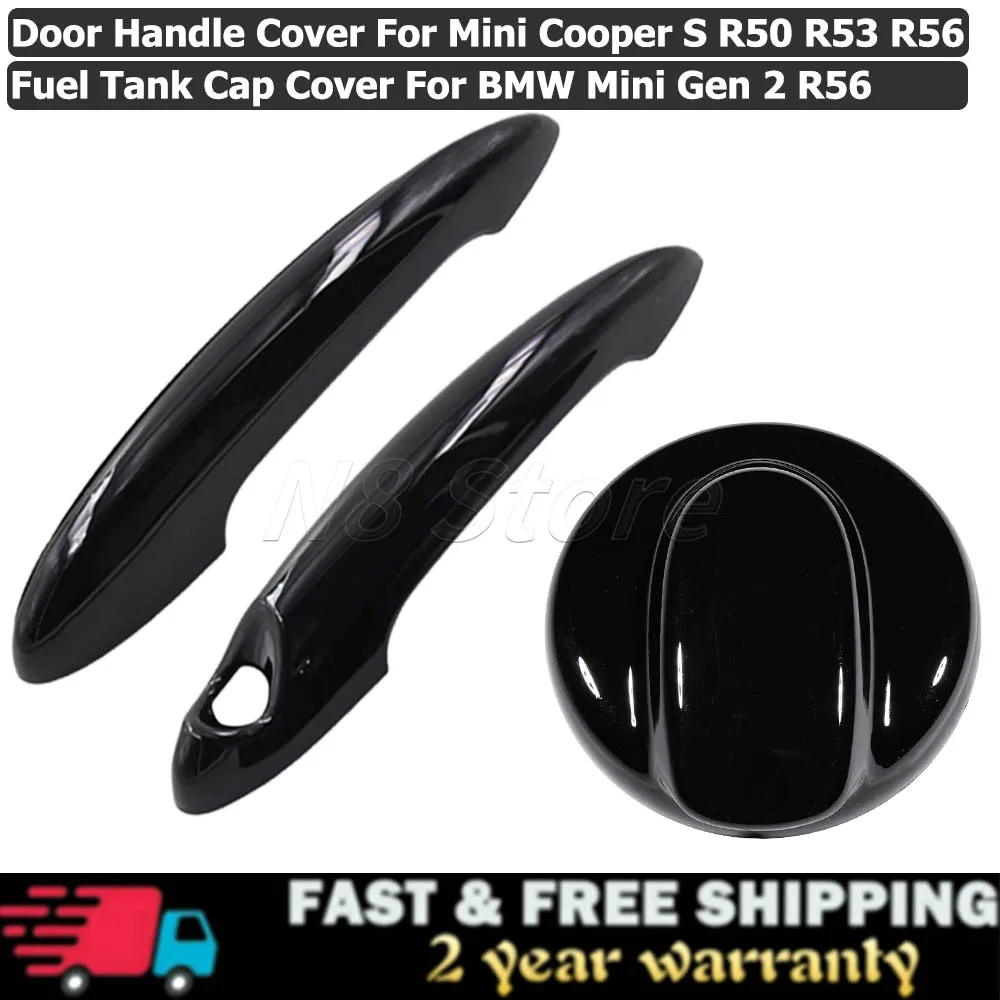 

2PCS Black Or Carbon Fiber Door Handle Cover For MINI Cooper S R50 R53 R56 & 1PC Fuel Tank Cap Cover For BMW Mini Gen 2 R56