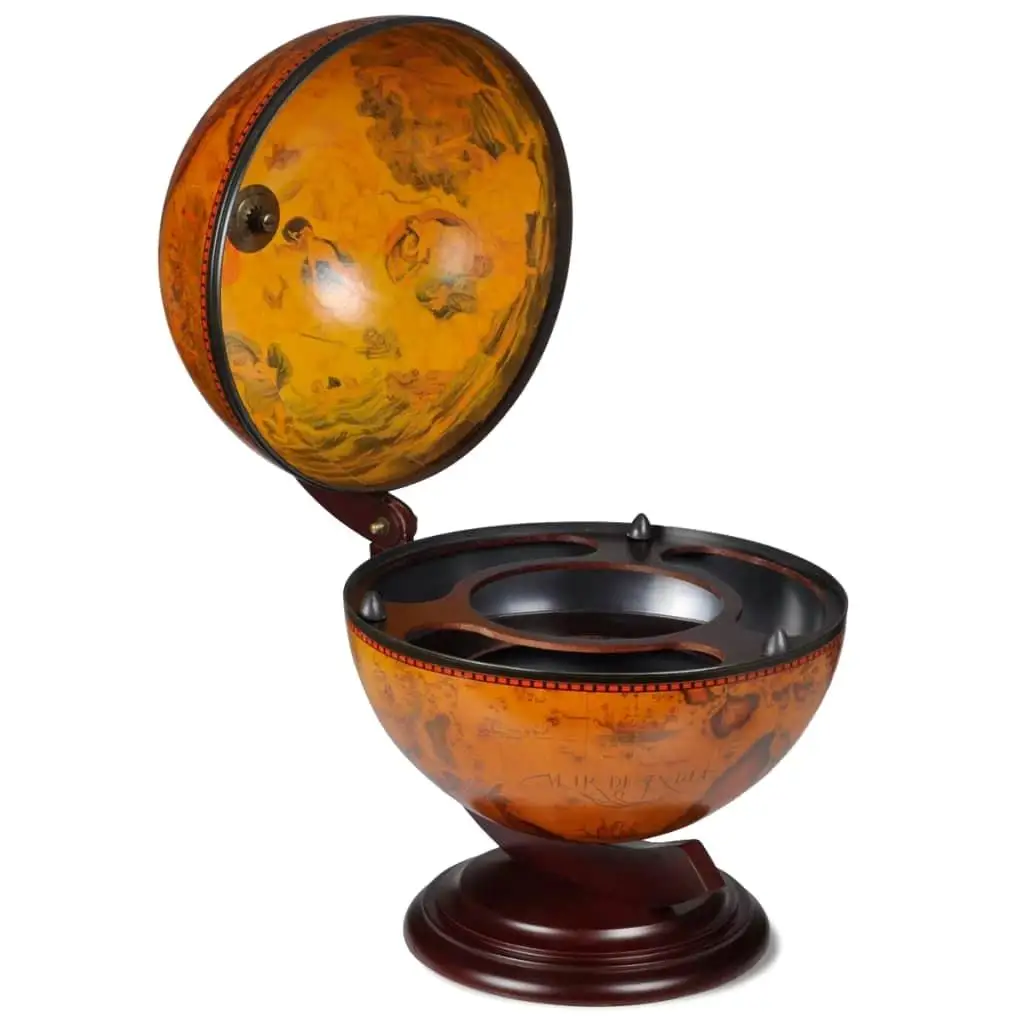 

Elegant Eucalyptus Wood Tabletop Globe Bar & Wine Stand - Unique Home Decor