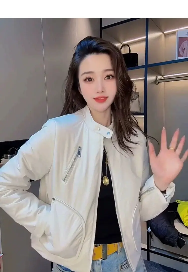 سترات بومبر سترة نسائية بسحاب شتوي جلدي مبطن منقوش بأزرار مزينة على الطراز القوطي المطور ثقافة فرعية دافئة