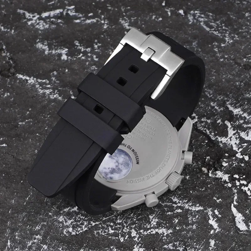 CxdCurved نهاية سيليكون حزام ForSwatch أوميغا MoonSwatch الرياضة الغوص ساعة مطاطية الفرقة ل رولكس المياه شبح 20 مللي متر 22 مللي متر 18 19 21 #5