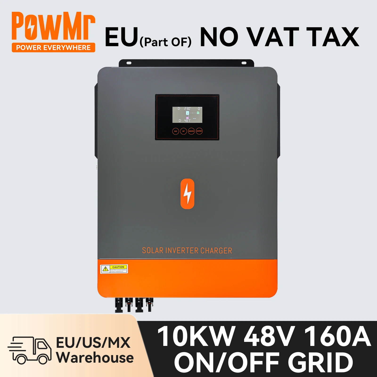 

PowMr 10KW Hybrid Solar Inverter 48V MPPT 160A Grid-Tie Inverter On Grid Off Grid Dual PV Input Dual AC Output