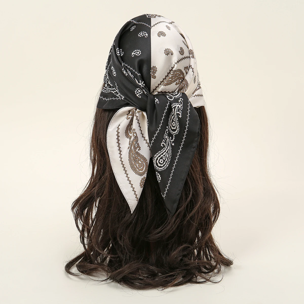 Lenço de seda estampado feminino, sensação de cabelo no pescoço, marca quadrada bandana silenciador, garçom comissários de bordo, lenço anéis envoltório, novo