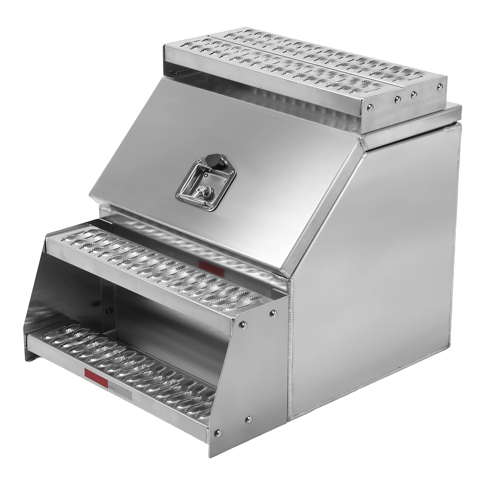 

Weatherproof Lockable Storage Box 12/23 Inch Step Saddle Box with T-Handle Latch Lock Compatible for Peterbilt & More