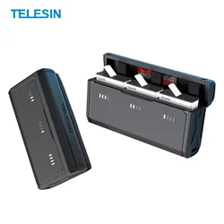 TELESIN Portable Battery Charger for Gopro Hero 13 Accessories 3-Slots Storage Smart Charging Case Action Camera Accessories