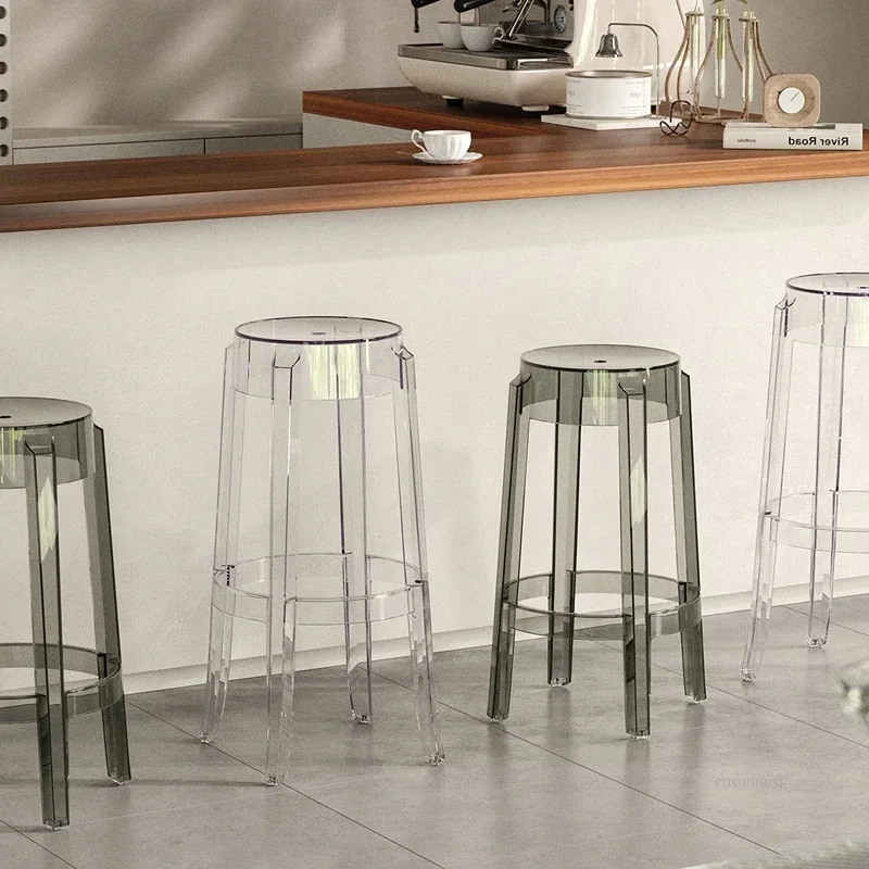 Transparent Acrylic Bar Stool Simple Modern Fashion Plastic High Bar Stools Light Luxury Nordic Creative Designer Bar Chair