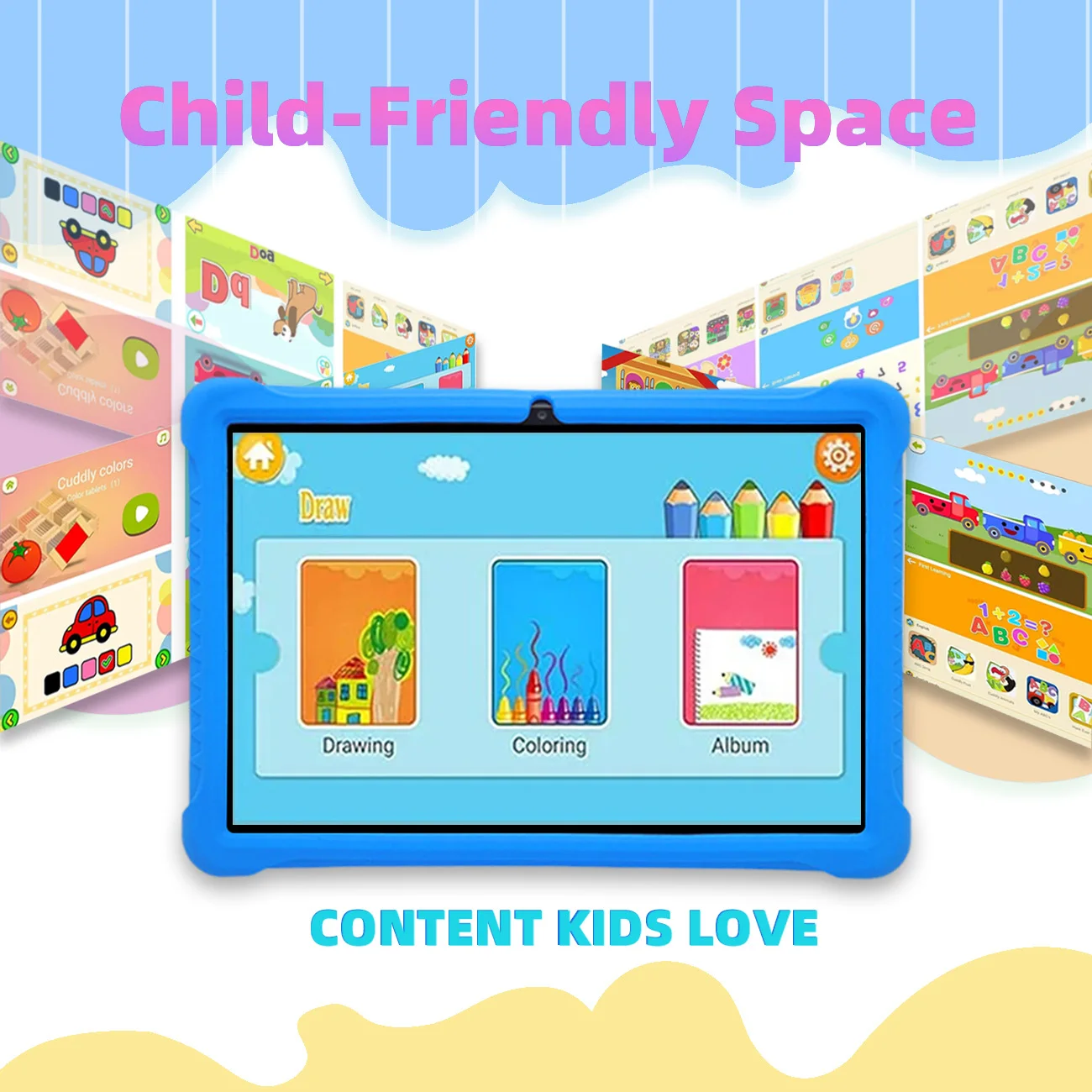 Kids Tablet 10.1 Inch Android Learning Education Games Tablets, with Parent Control ,  Expandable ，Children's Gifts