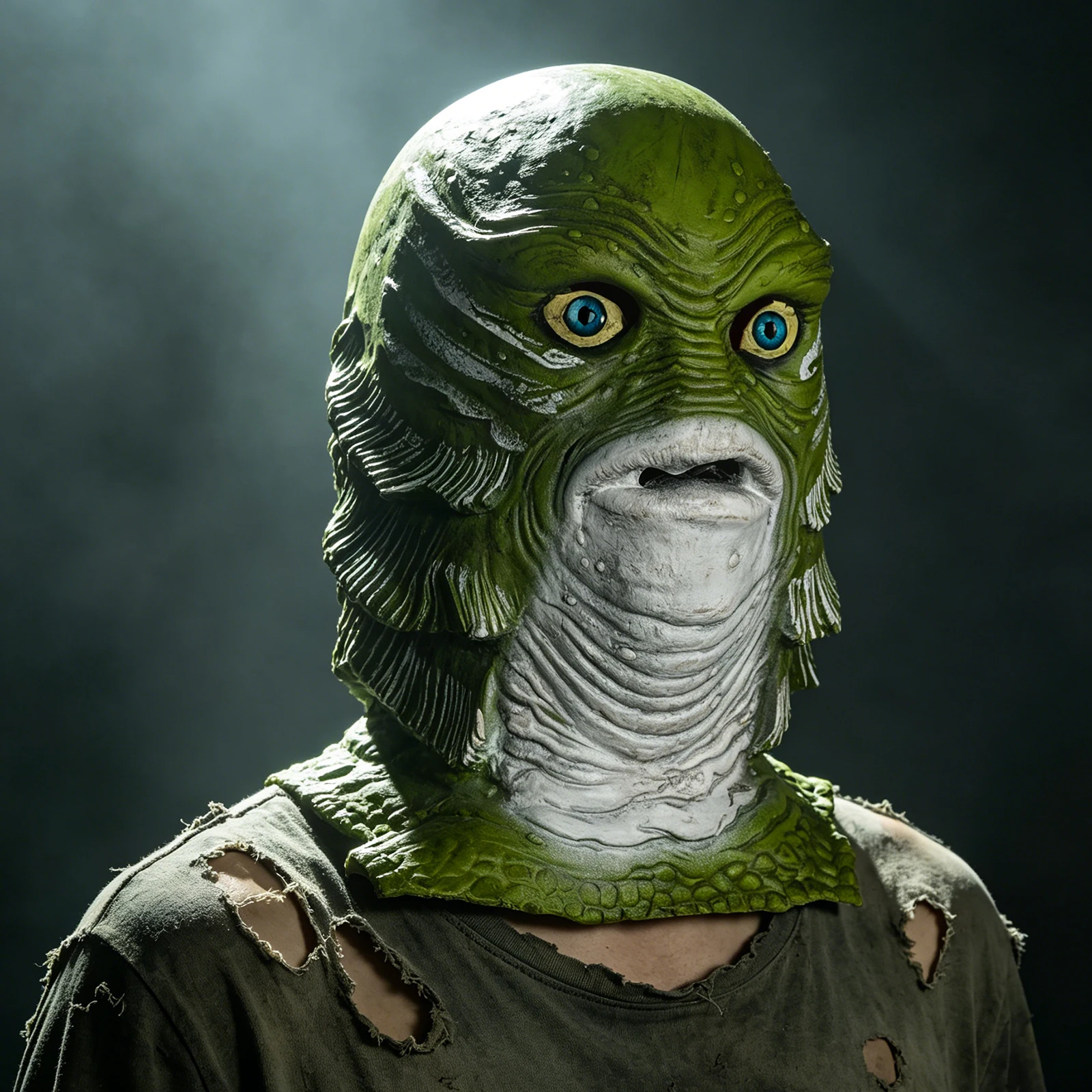Green Fish Head Monster Full Face Mask, Latex Material - Comfortable to Wear, Hand-Painted and Realistic Details, Cosplay Prop, Scary Prank Prop, Carnival Novelty Mask - Themed Party, Halloween Latex Mask