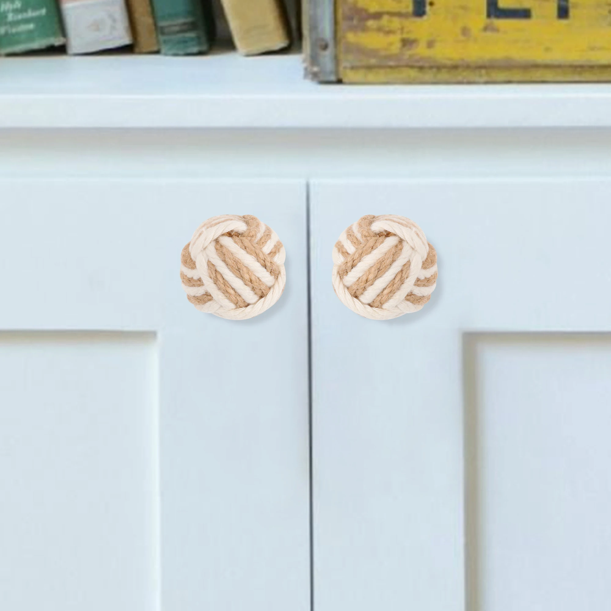 Twine Ball Drawer Knobs Round Handmade Cabinets Dresser Handles Wood Kitchen Cupboard Wardrobe Door Pulls for Furniture