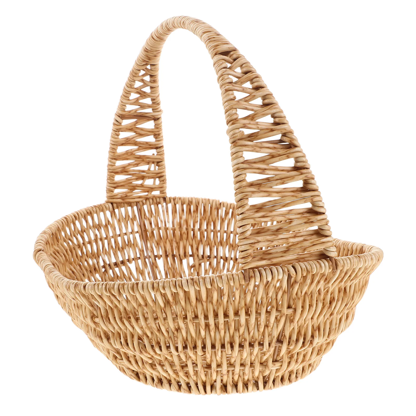 

Hand Woven Rattan Flower Basket Imitation Rattan Sundries Storage Basket For Wedding Party Fruit Vegetable Egg Gathering