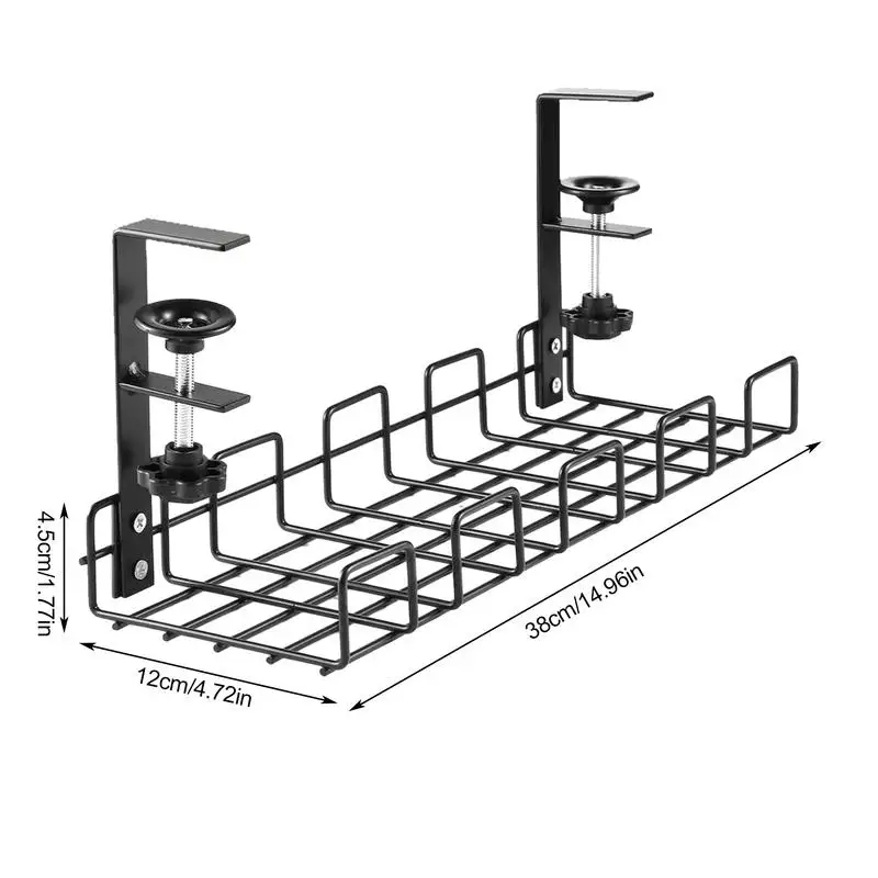 Cable Management Box Under Desk Cable Organizer Storage Shelf Desk Wire Management Cable Tray Under Desk No Drill Metal Rack