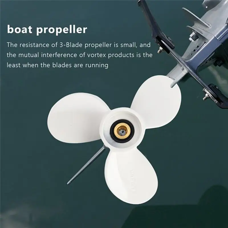ABQB-1 PCS Outboard Propeller 7 1/2X8-Ba White 6E0-45941-01-El For Mariner 4-6Hp 3 Blades 9 Spline Tooth R Rotation
