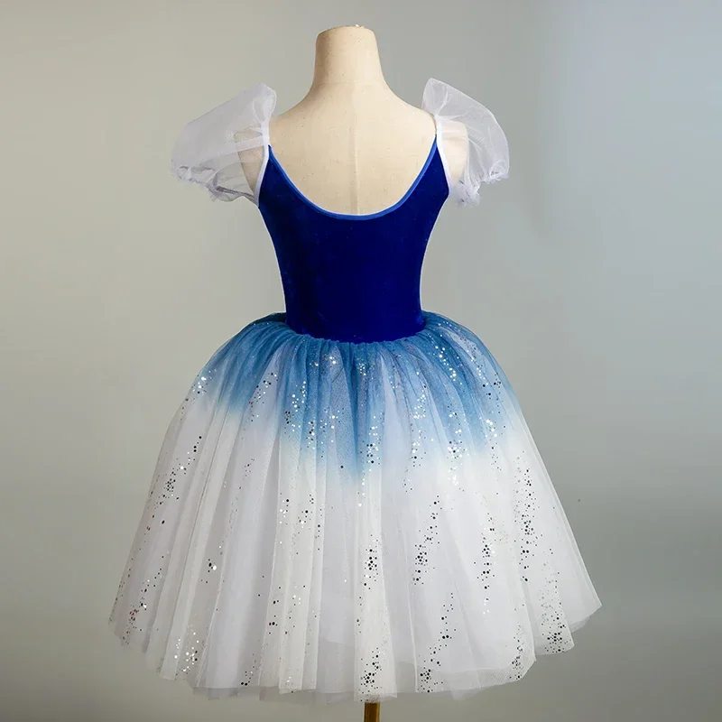 Blauwe Ballet Lange Rokken Meisjes Kinderen Swan Lake Kostuum Performance Dance Wear Ballet Leotard Vrouw Podium Danskleding Outfit