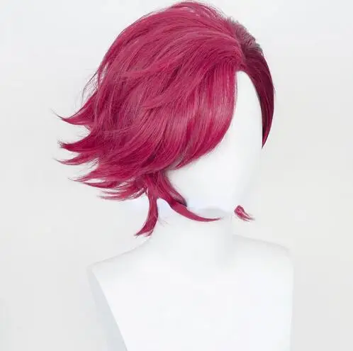 Lolita Game  30cm Short Deep Rose Arcane Vi Cosplay Wig Heat Resistant Synthetic Hair Woman & Man Role Play Wigs