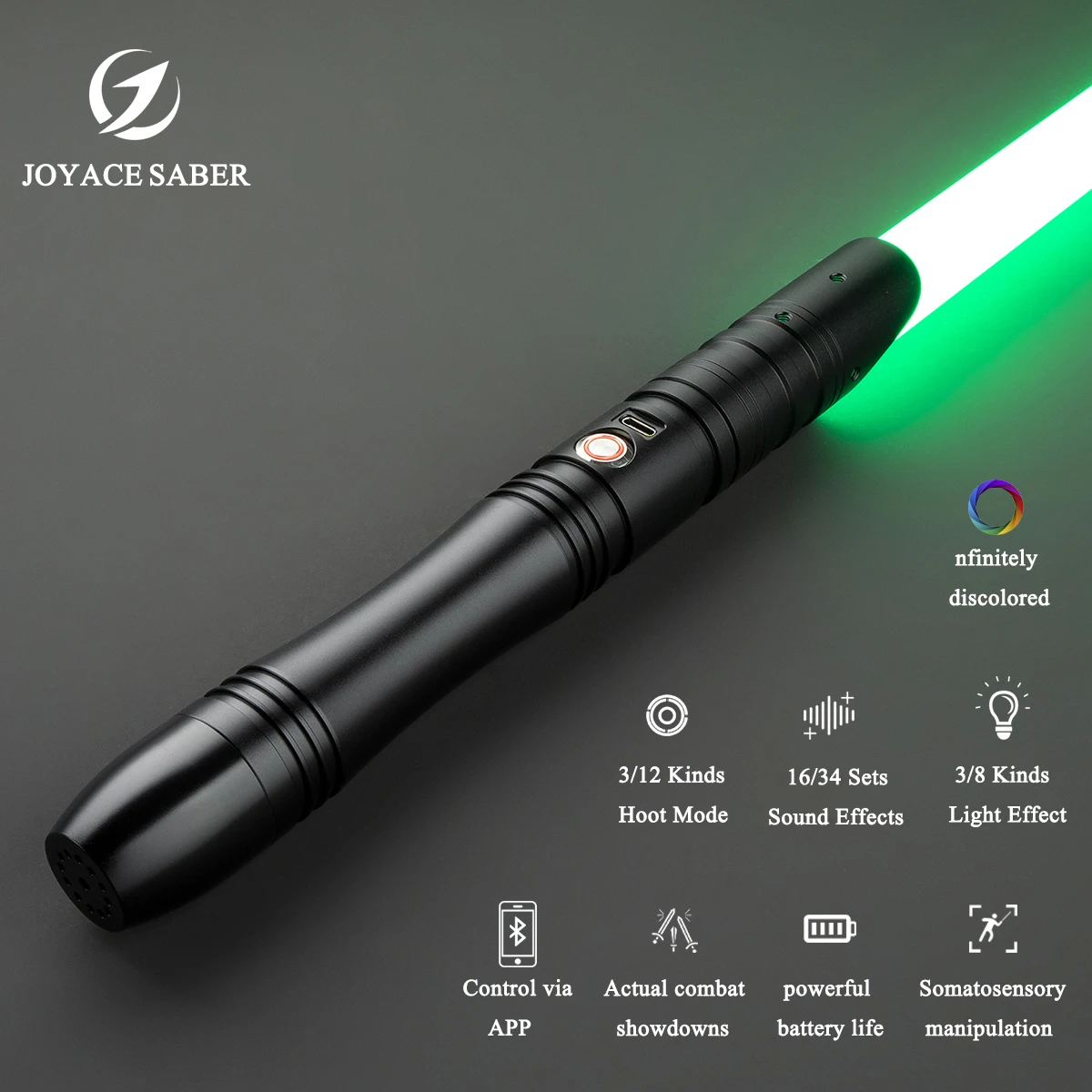 

JOYACESaber Pixel Lightsaber Sensitive Smooth Swing RGB Light Saber Heavy Dueling Metal Hilt with Bluetooth Laser Sword Toys