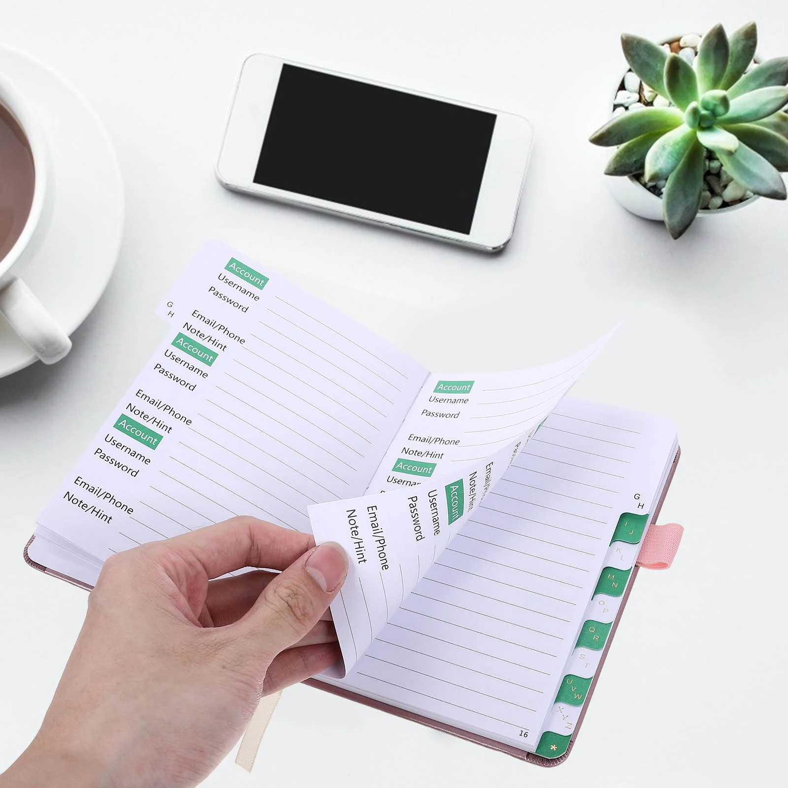 Small Journal Password Book Address Phone Imitation Index Page with Pen Insert Strap (sky Blue ) Notebook Home Office