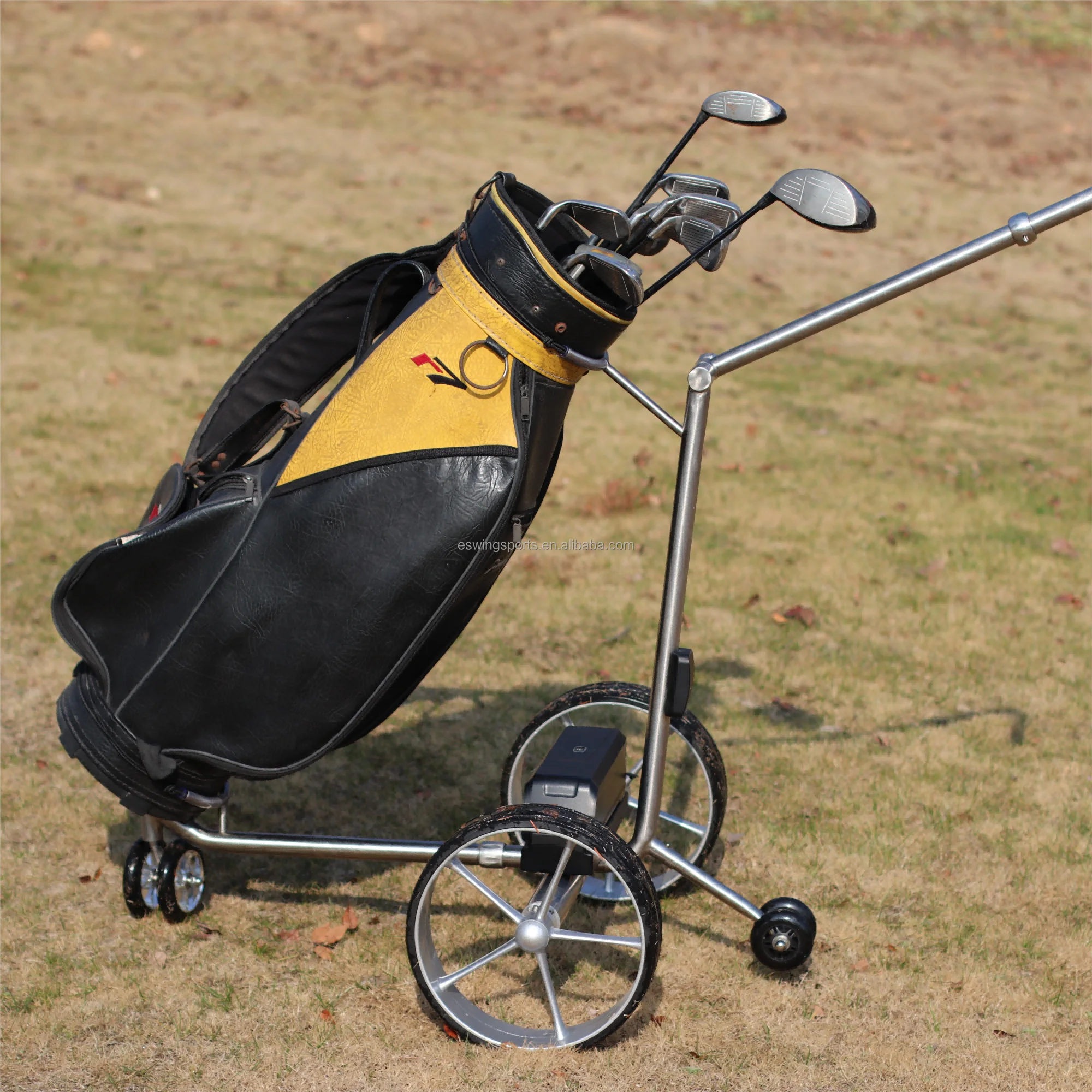 

For ES-T1 Cheap Price Easy Fold 10Ah Lithium Battery 180W Motor Golf Club Trolley Electric 100kg Max Load 54 Holes Driving
