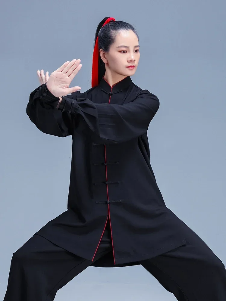 Linen Blend Kung Fu Tai Chi Clothing Martial Arts Clothes Taijiquan Wushu Uniform Competition Performance Black 2022 New Style