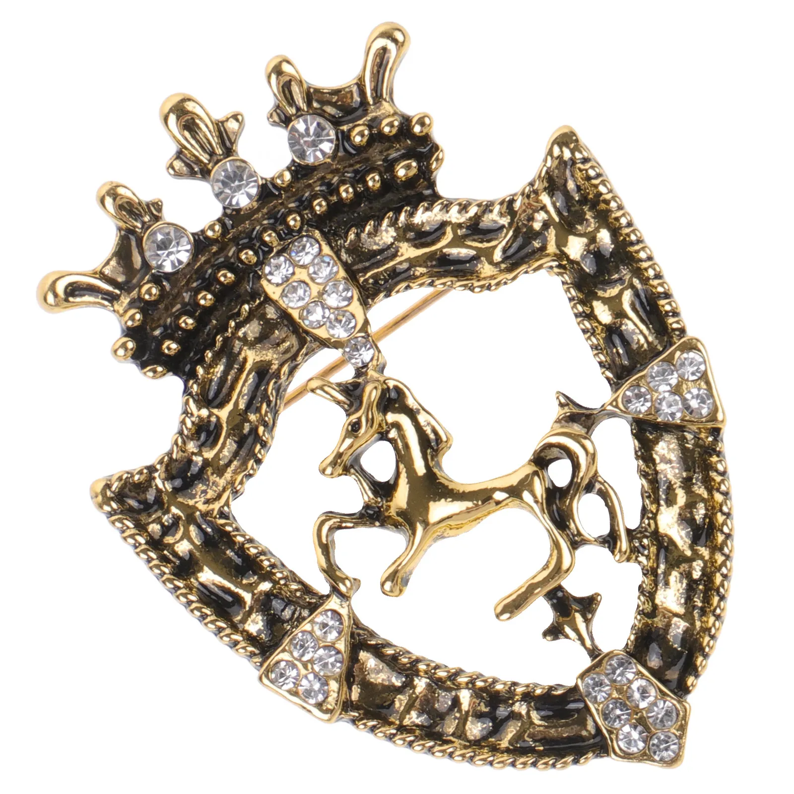 

Vintage Brooch Buggy Boutonniere Drill Rhinestone Ornament Decor Accessories Retro Crown Pin Lapel Host Fashion Zinc Alloy