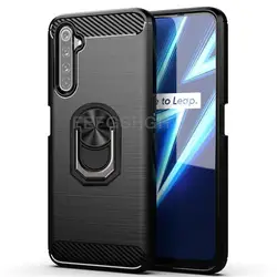Capa For OPPO Realme 6 Brushed Carbon Fiber Soft Silicone Case For OPPO Realme 6 Pro Magnetic Ring Stand Cover