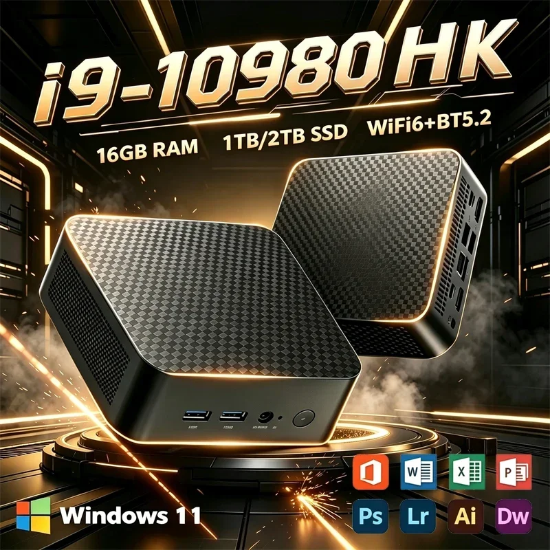 Windows 11 New Mini PC 2026 Intel Core I9-10980HK Small Pocket Computer 16GB RAM 1TB SSD WiFi 6 BT5.2 Gaming Desktop PC Portable