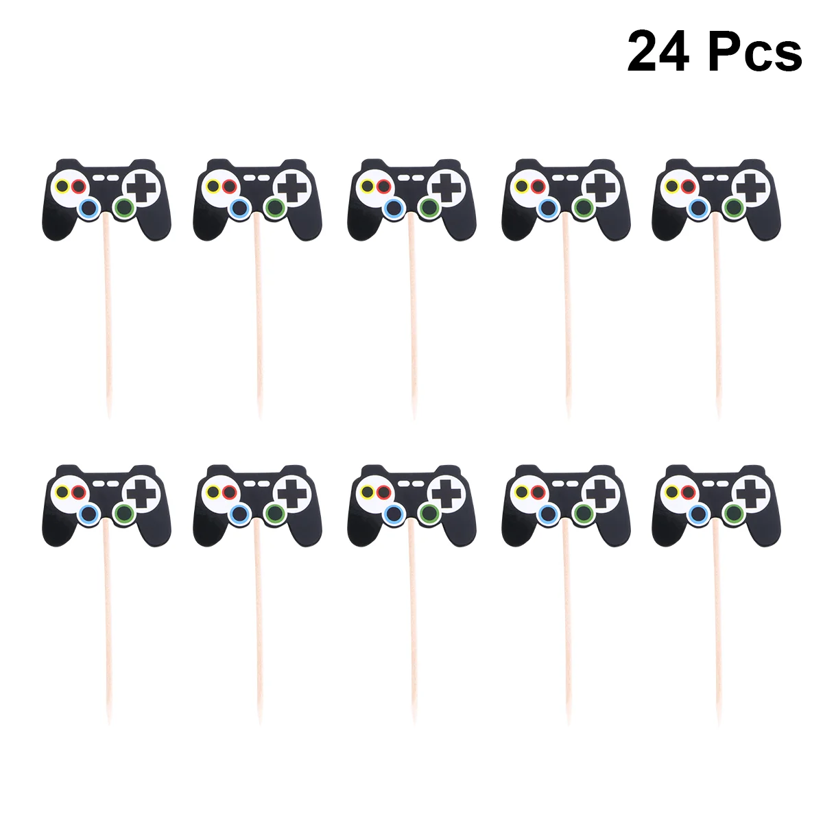 

24 PCS Cake Inserts for Party Gamepad Birthday Decoration Shaped Toppers Dessert Cards Children Paper Cup Picks