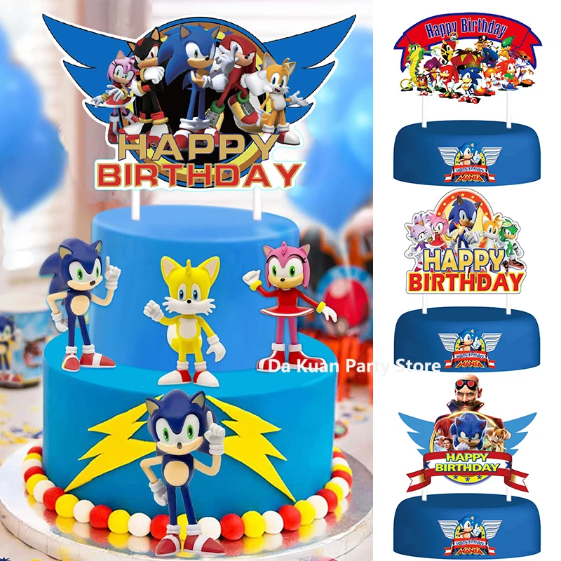 Happy Birthday Party Decoration Sonic the Hedgehog Cake Topper Baby Shower Party Supplies Sonic  Paper Tableware Cake Decor Gift