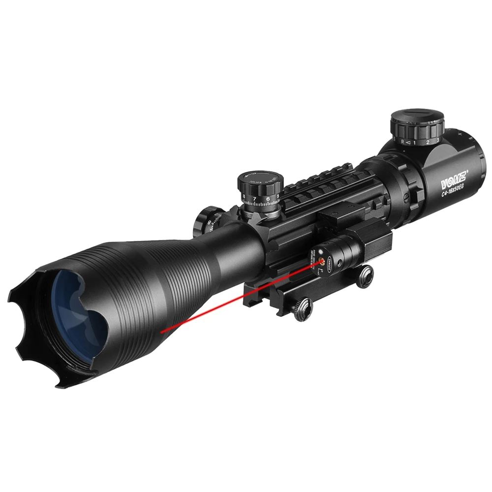 FIRE WOLF 4-16x50 EG Taktisches optisches Zielfernrohr Holographisches 4 Reflexvisier Red Dot mit Laser Combo Jagd-Luftpistolen 7