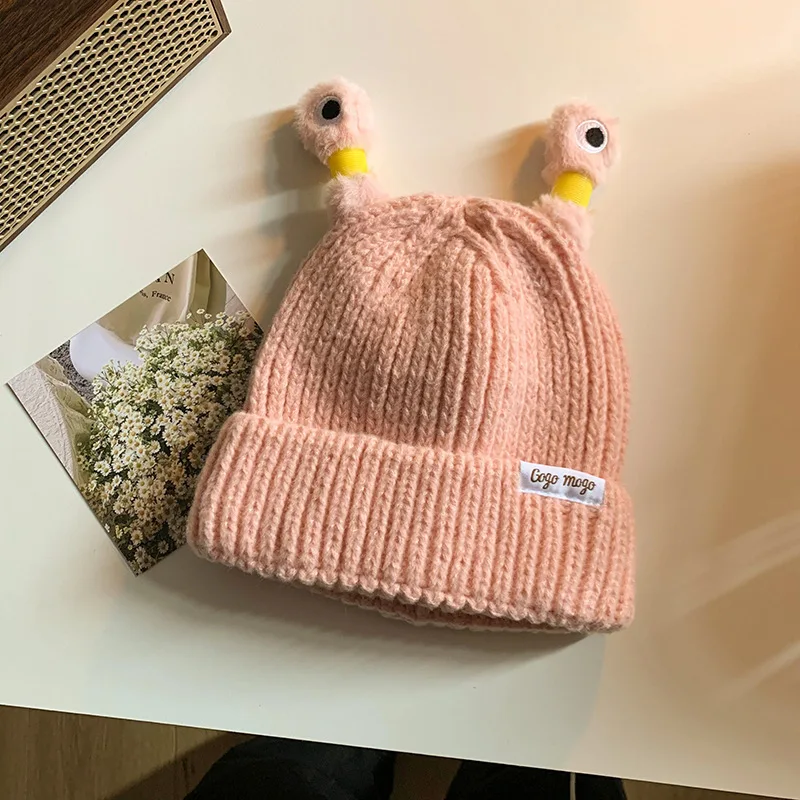 Niedliche Cartoon-schrullige lichtemittierende Tentakel-Strickmütze, Eltern-Kind-Modelle, warme Wollmütze, Augen, lichtemittierende Beanie, Monstermütze – Detail 7