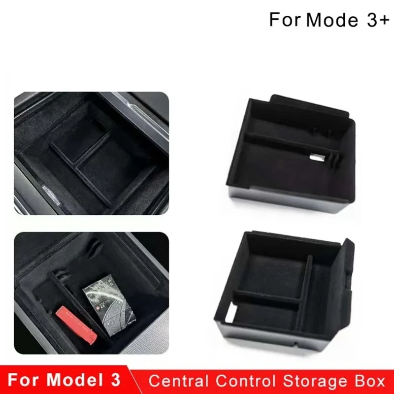 Car Internal Organizer Box Suitable for Model 3+ Highland 2024 Center Console Armrest Storage Container Sundries Packing