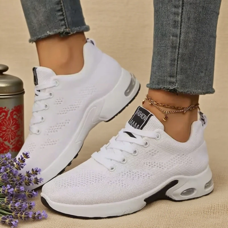 Frauen Plattform Casual Turnschuhe Atmungsaktive Wanderschuhe Mesh Flache Laufschuhe Frauen Tenis Gym Vulkanisierte Schuhe Weiß Weibliche Schuhe