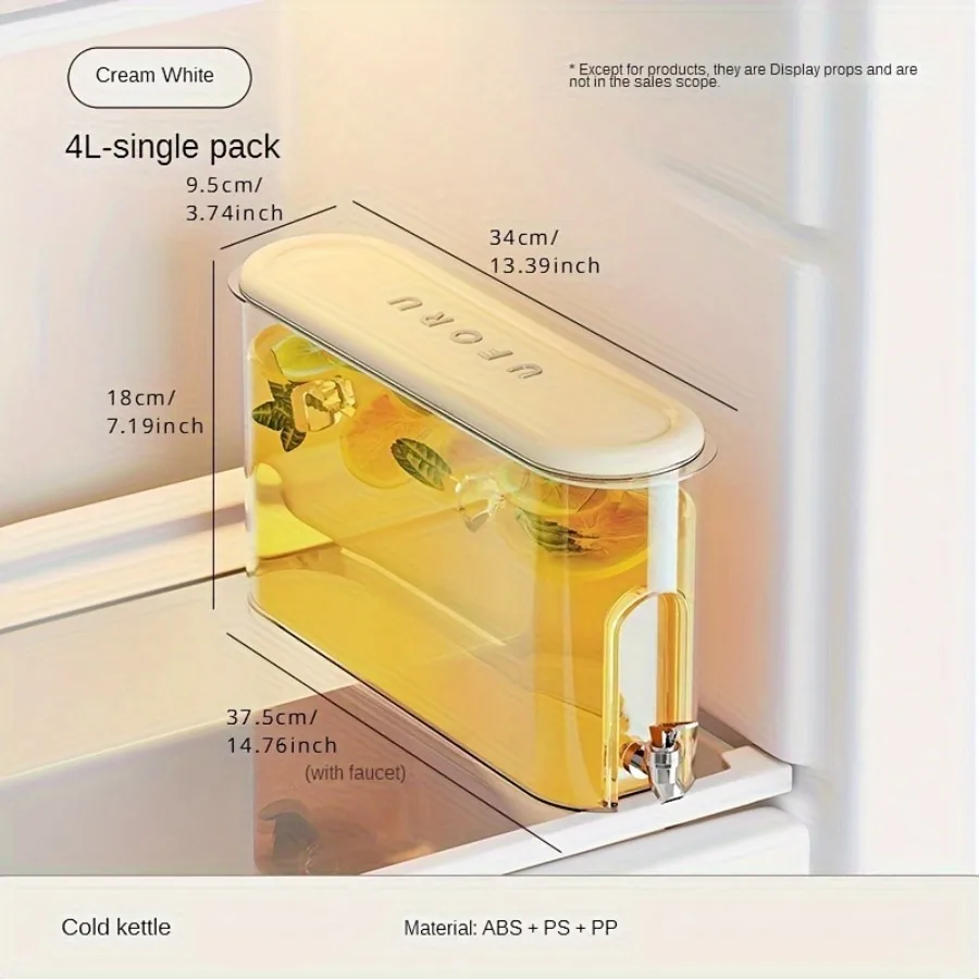 냉장고 플라스틱 냉수 냄비 수도꼭지, 주방 바 물 디펜서, 누수 방지, 고온 저항 음료 양동이, 4l
