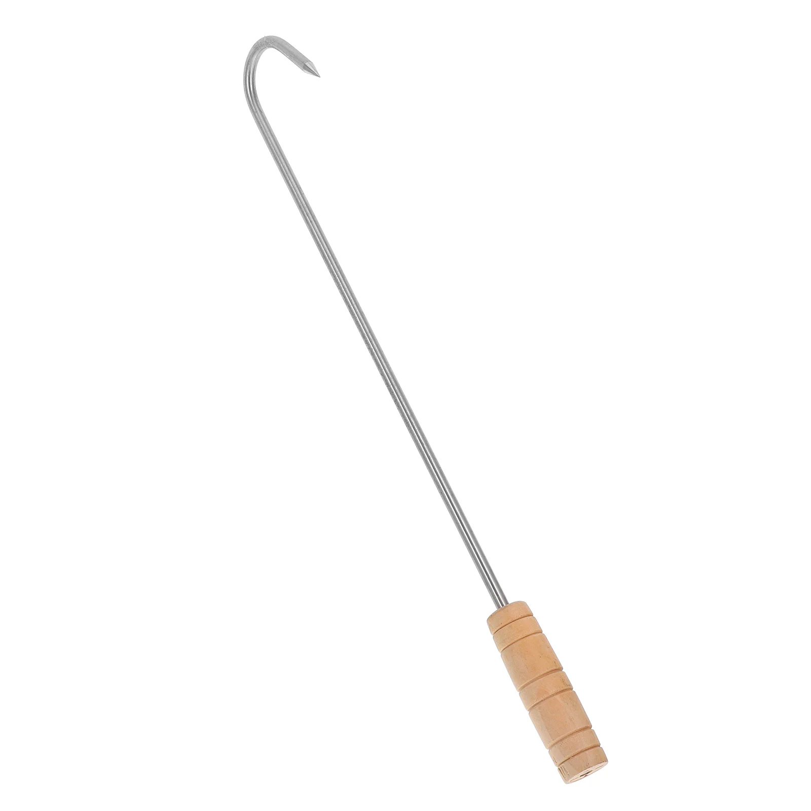 

Single Meat Hook Wooden Handle Stainless Steel Grill Hook Outdoor Bbq Meat Puller Sharp Prongs Barbecue Equipment