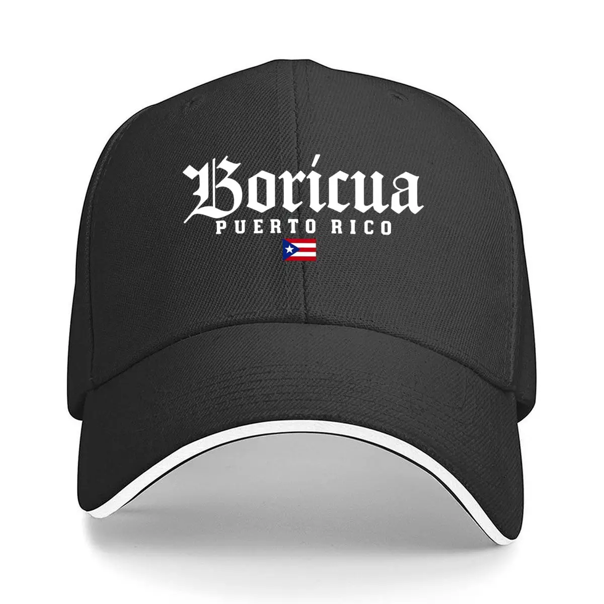 Boricua Puerto Rico Flag Gothic Lettering Design Sandwich Baseball Cap Outdoor Workouts Sun Hat