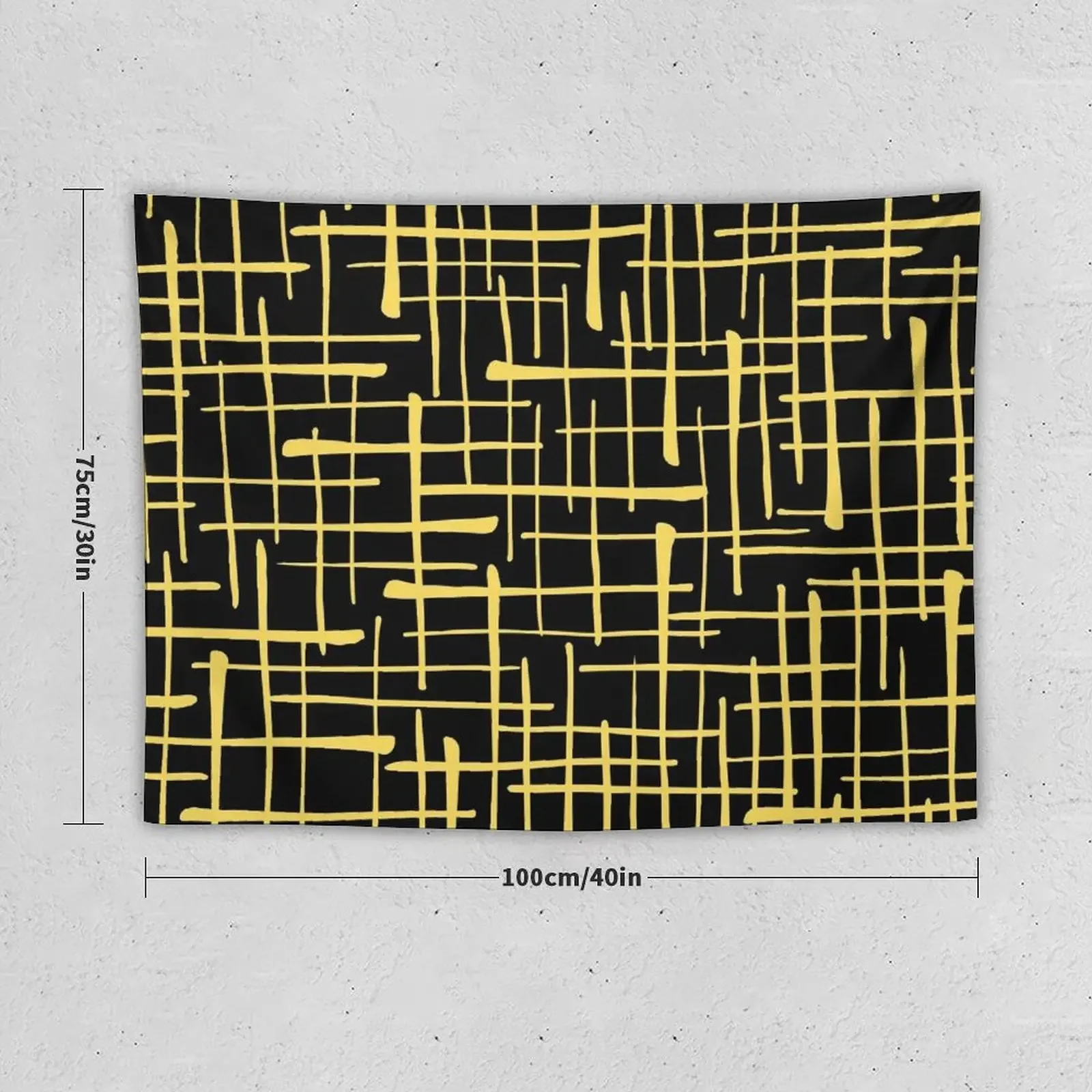 black and yellow net pattern | black yellow net Tapestry Art Mural Room Decor Korean Style Aesthetic Room Decorations Tapestry