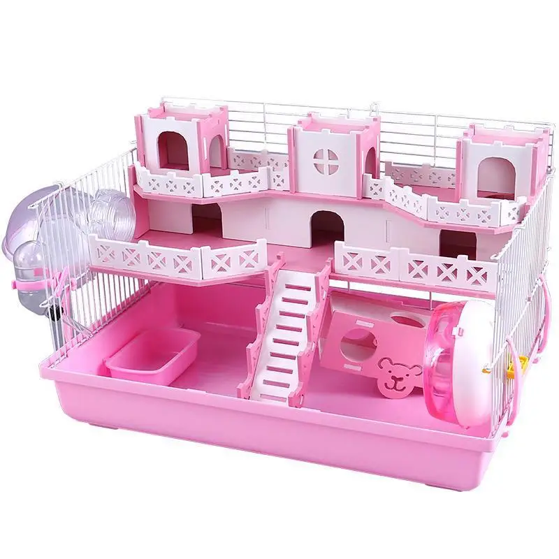 

Hamster Cage Transparent Double Layer Large Size DIY Guinea Pig Villa Toy Small Pet Rat Nest hedgehog House Accessories