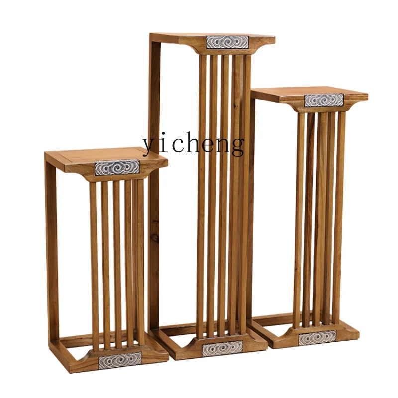 

ZK Chinese Style Solid Wood Living Room Decoration Flower Rack Storage Rack Balcony Decoration Chinese Style Floor