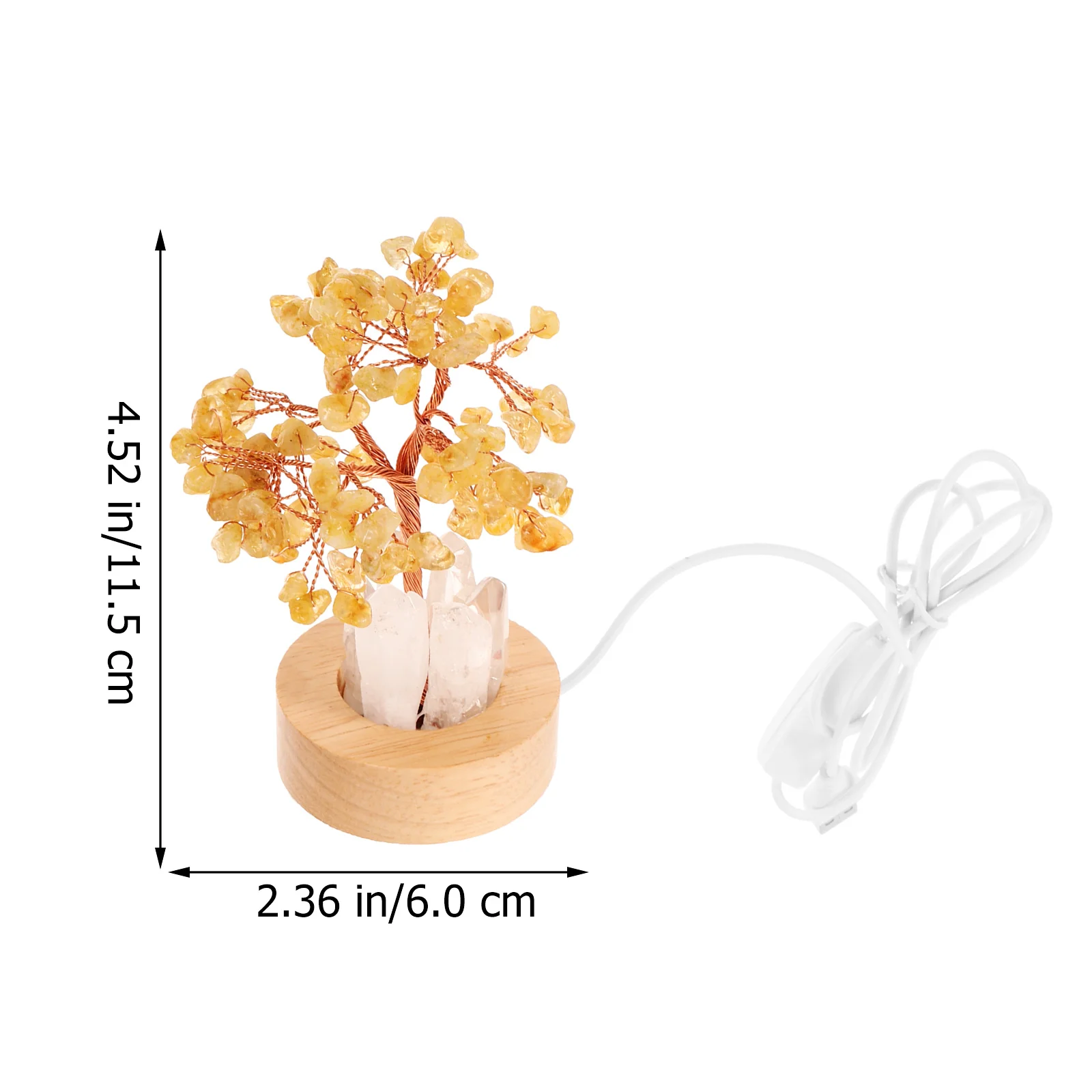 شجرة كريستال صفراء ضوء ليلي قاعدة خشبية مصباح طاولة صغير لغرفة النوم ديكور مكتب منضدة جمالية إضاءة كريستال #4