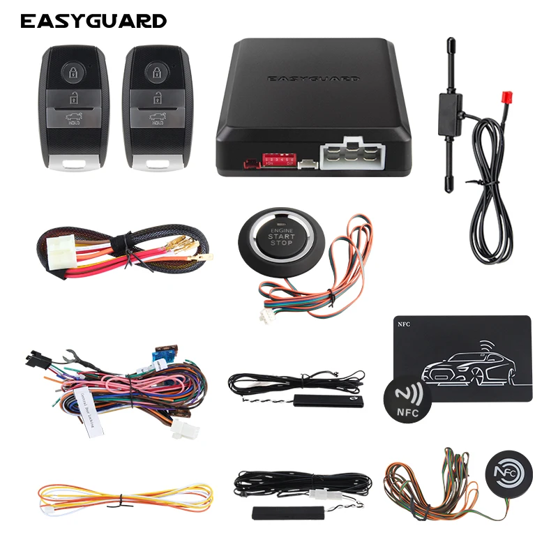 

EASYGUARD PKE universal passive keyless entry lock system for car auto start anti theft push button start remote start NFC Entry