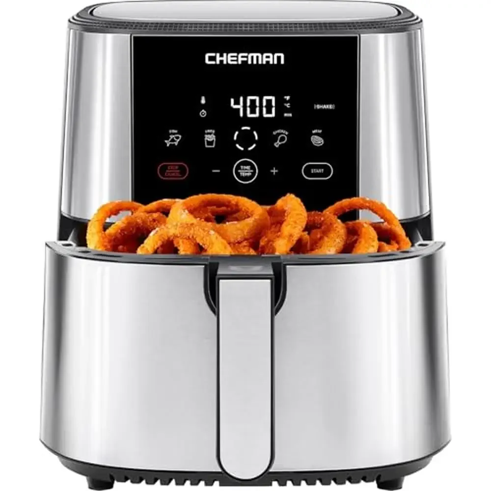 Touch Control Air Fryer XL 8-Qt Family Size Presets French Fries Chicken Meat Fish Nonstick Healthy One-Touch Cooking LED