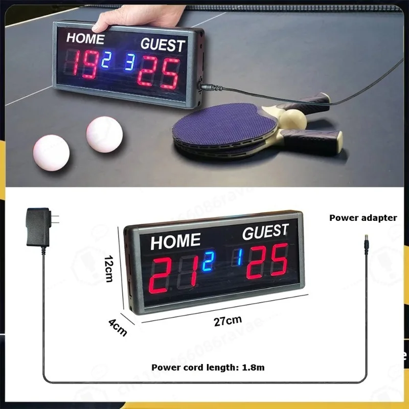 6-Digit LED Adjustable Brightness Electronic Scoreboard with Remote Control for Basketball Snooker Tennis Soccer