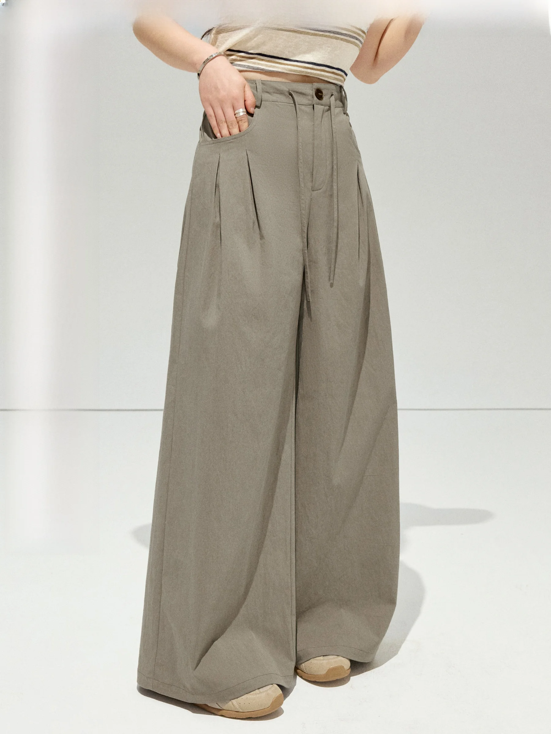 

Брюки JULULOOK Studio "Cold Brew Oolong Tea" свободного кроя, удобные, прямые, для похудения, больших размеров, повседневные.