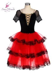 Ballet costume Don Quixote Children's competition Professional performance costume Red adult Spanish dance dress 1 piece